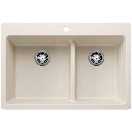 Blanco Liven 33 in. Drop-In/Undermount 60/40 Double Basin SILGRANIT Kitchen Sink with Low Divide 443217